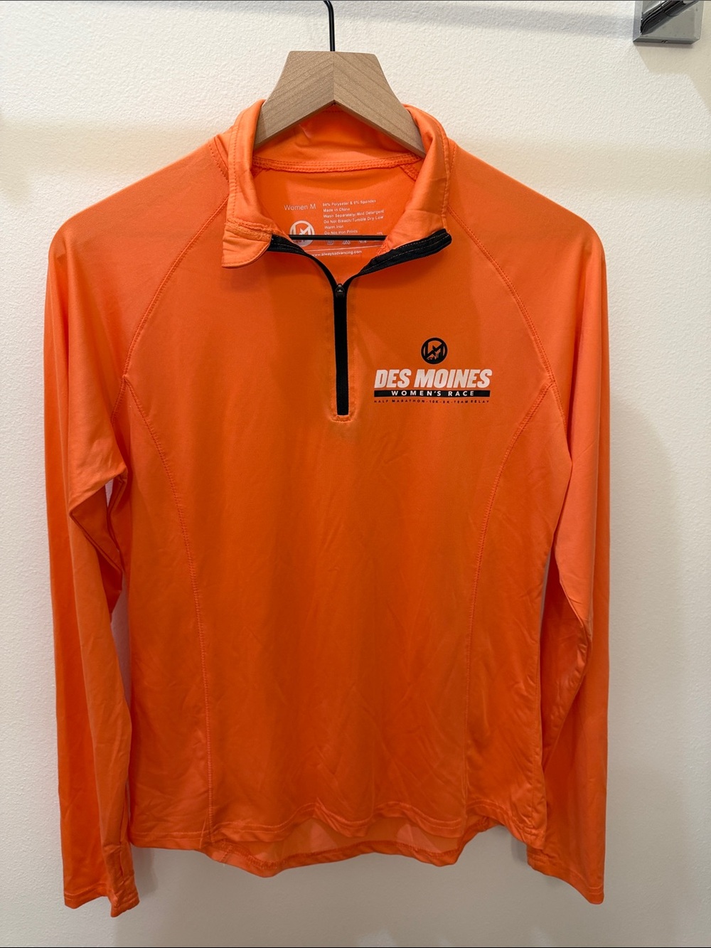 Des Moines Women's Race Orange Quarter-Zip Pullover